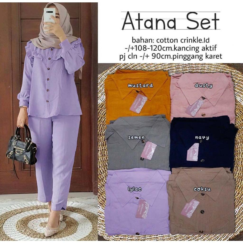 ATANA SET // SETELAN WANITA CRINCLE  ONE SET CRINGKEL AIRFLOW