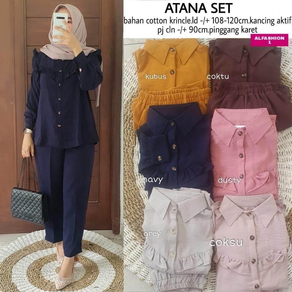 ATANA SET // SETELAN WANITA CRINCLE  ONE SET CRINGKEL AIRFLOW