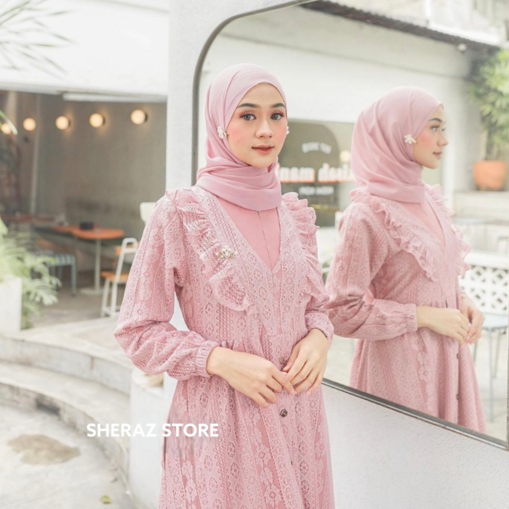 BELLA DRESS S M L XL XXL XXXL 5L Gamis Kondangan Brukat Wanita Jumbo Ld 120 130 140 Terbaru 2023