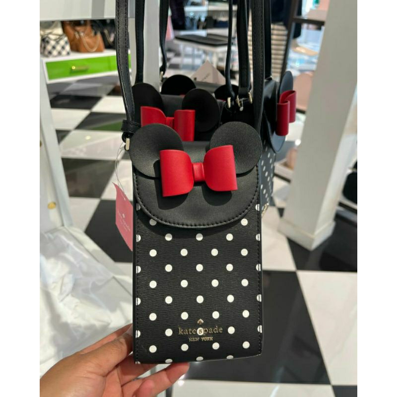 KATE SPADE PHONE BAG CROSSBODY MINNIE MOUSE BLACK MULTI