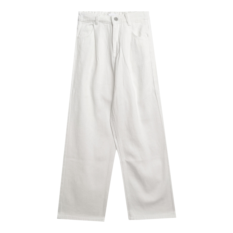 Korea Style Jeans Wanita High Waist Celana Panjang Khaki Straight Pants Loose Jeans