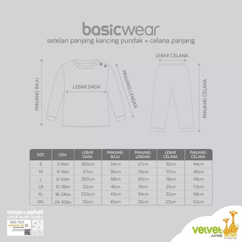 VELVET JUNIOR SETELAN PANJANG OBLONG - BAJU ANAK - BAJU BAYI - SET BAJU ANAK