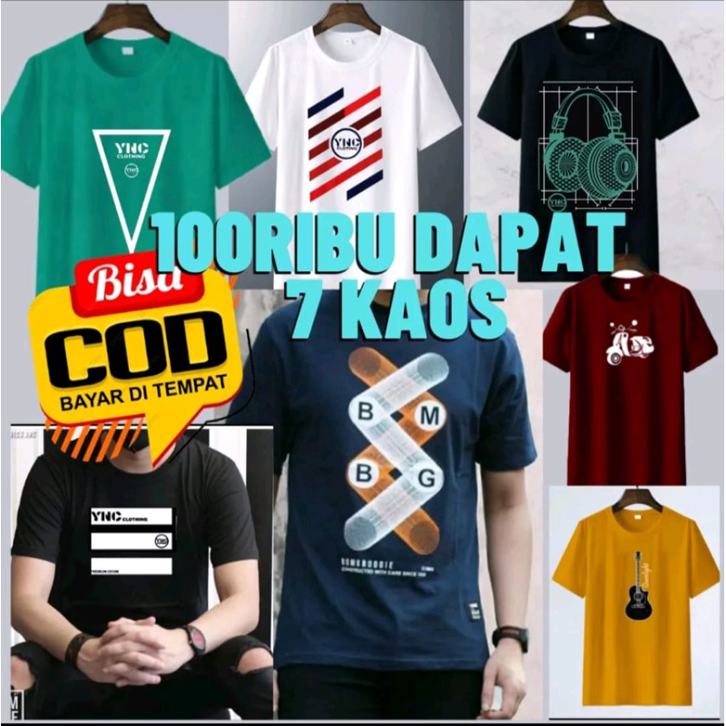 Kaos distro 100ribu dapat 8 polos motif