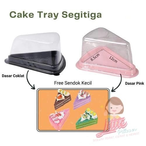 (Segitiga PINK+sendok) Mika Kue Segitiga pink + Sendok - Mika kue tart