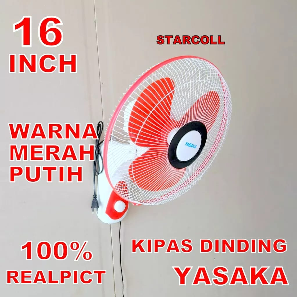 KIPAS ANGIN DINDING YASAKA 16 INCH MERAH PUTIH / KIPAS ANGIN TEMBOK / KIPAS BAGUS / KIPAS MURAH.