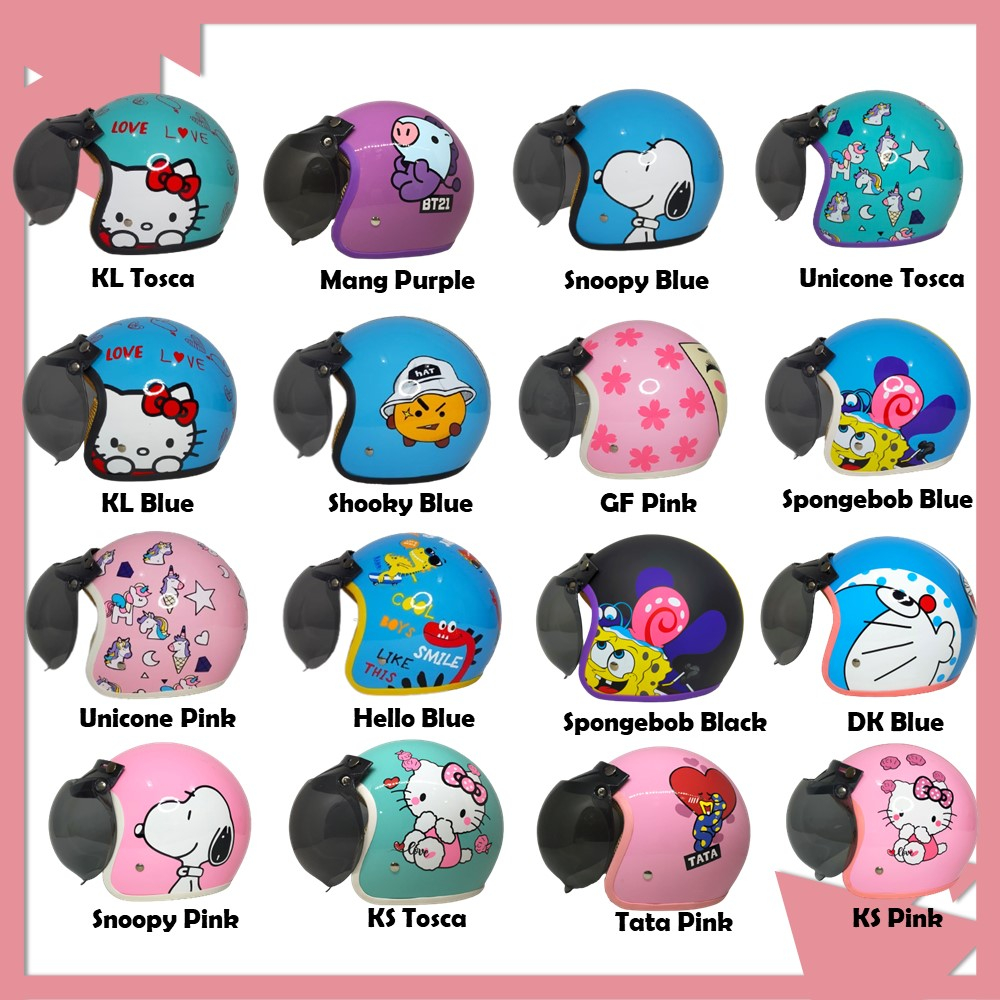 Helm Retro Bogo Anak Full Cat Motif CARTOON Murah