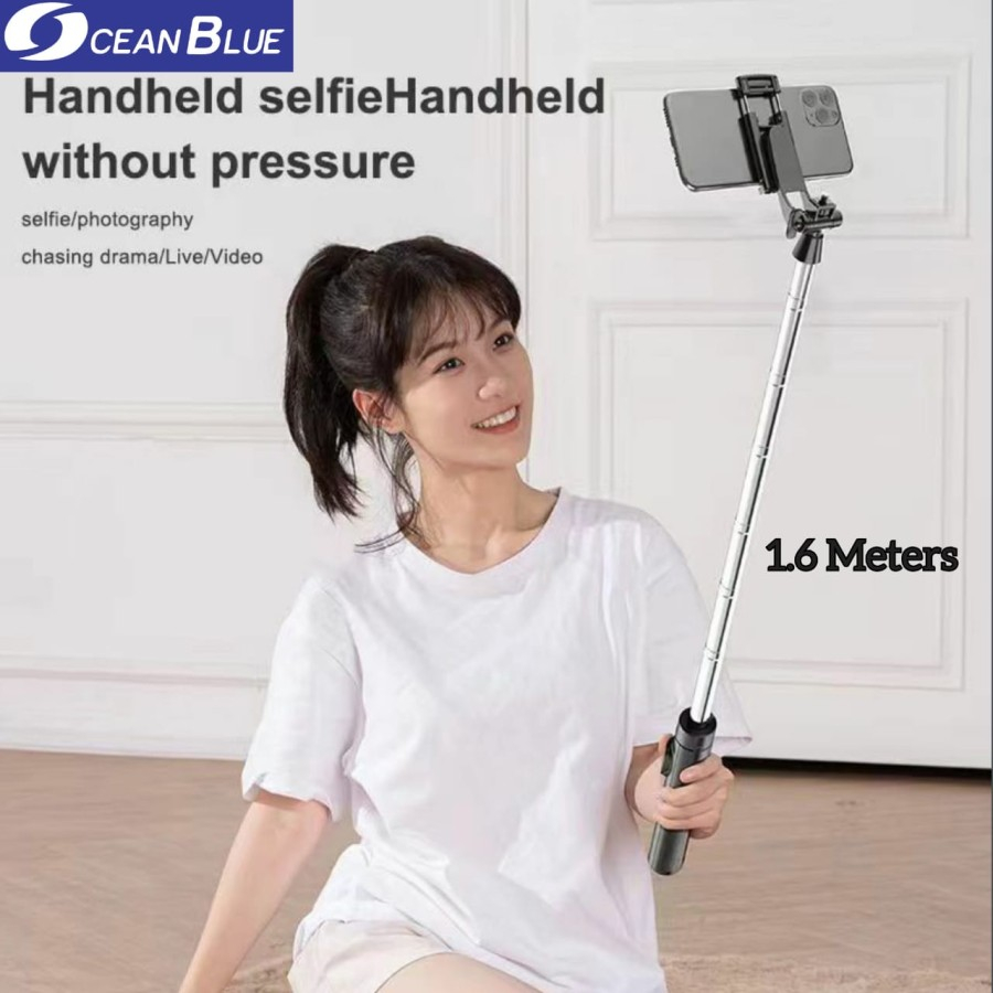 Ocean Blue OCN A35 Tripod Tongsis Black Remote Bluetooth Shutter Adjustable 160 cm Selfie Stick 360° Stand HP Tongkat Selfie