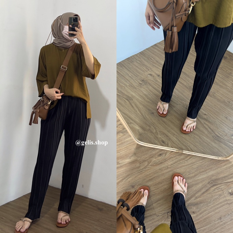 TERA PLEATED PANTS/celana plisket/celana kerja/celana pleated/celana pants plisket wanita terbaru