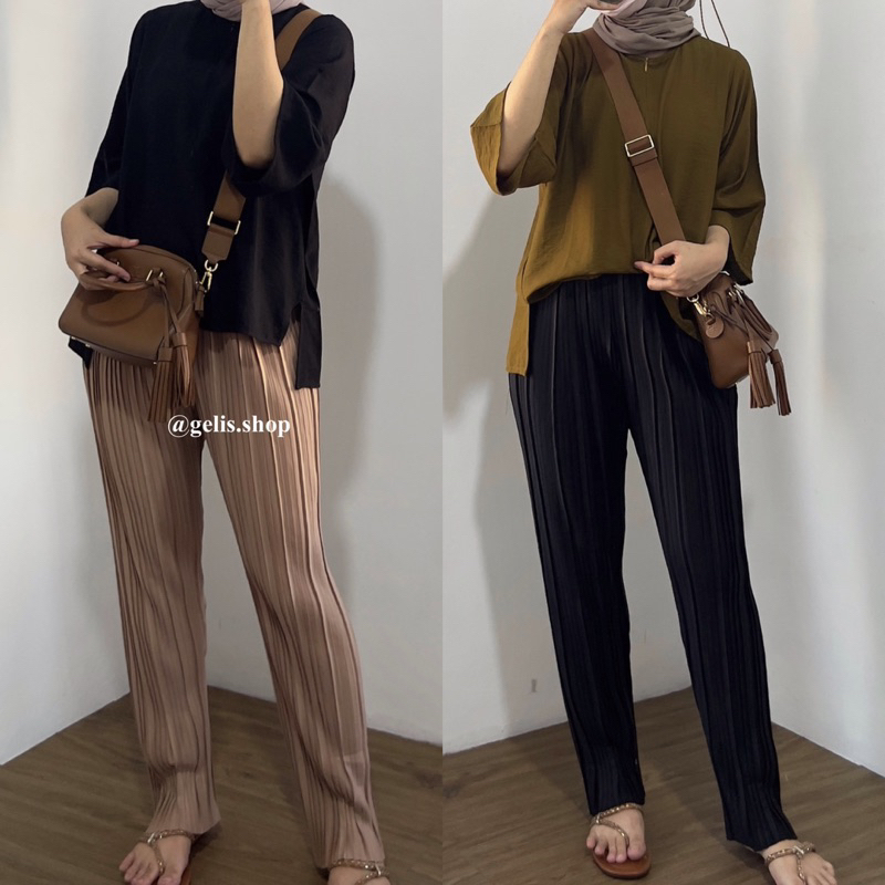 TERA PLEATED PANTS/celana plisket/celana kerja/celana pleated/celana pants plisket wanita terbaru