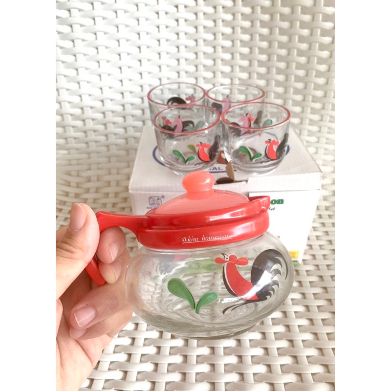 teko set mini ayam jago gelas sloki