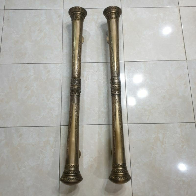 Handle Pintu Rumah Gagang Pintu Kuningan Motif Godo Ukir 100cm