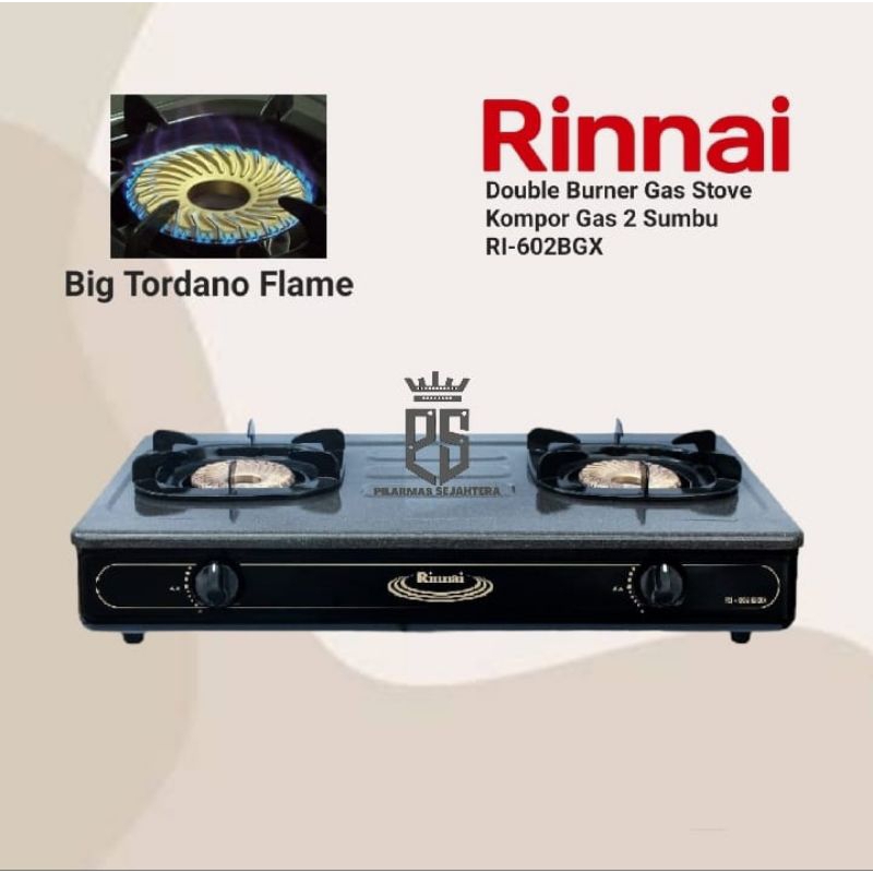 Kompor rinnai 2 sumbu RI602BGX Kompor gas rinnai Gas stove Double burner RI 602BGX rinnai 2 tungku