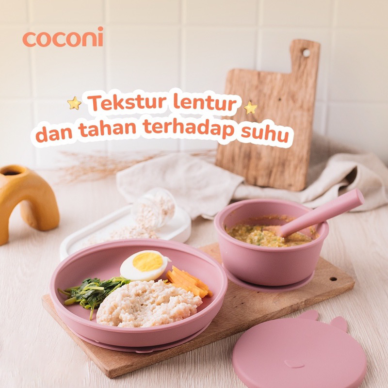 Coconi Rabbit Silicone Tableware Set Alat Makan Bayi Piring Mangkuk Sendok Silicone / Peralatan Makan Bayi