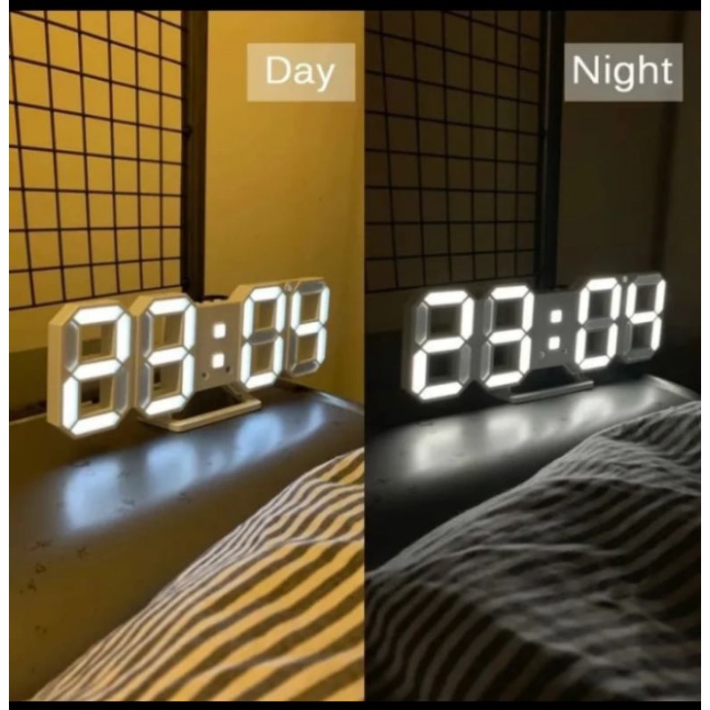 Jam meja digital 3D Led clock jam dinding malam berwarna