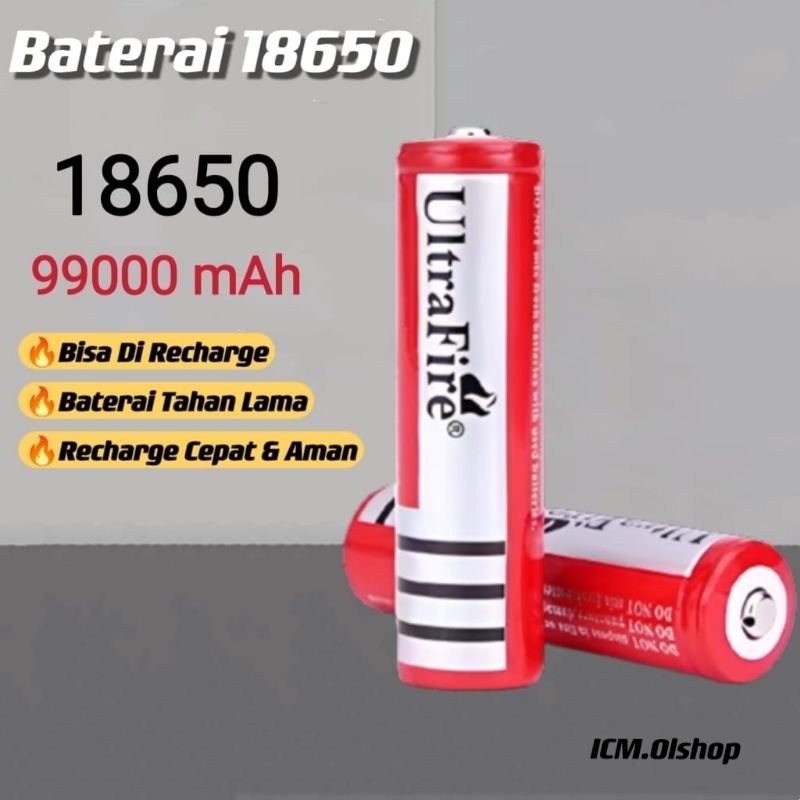 Baterai 18650 8800mah 3.7V Batre-Baterai Cas Senter