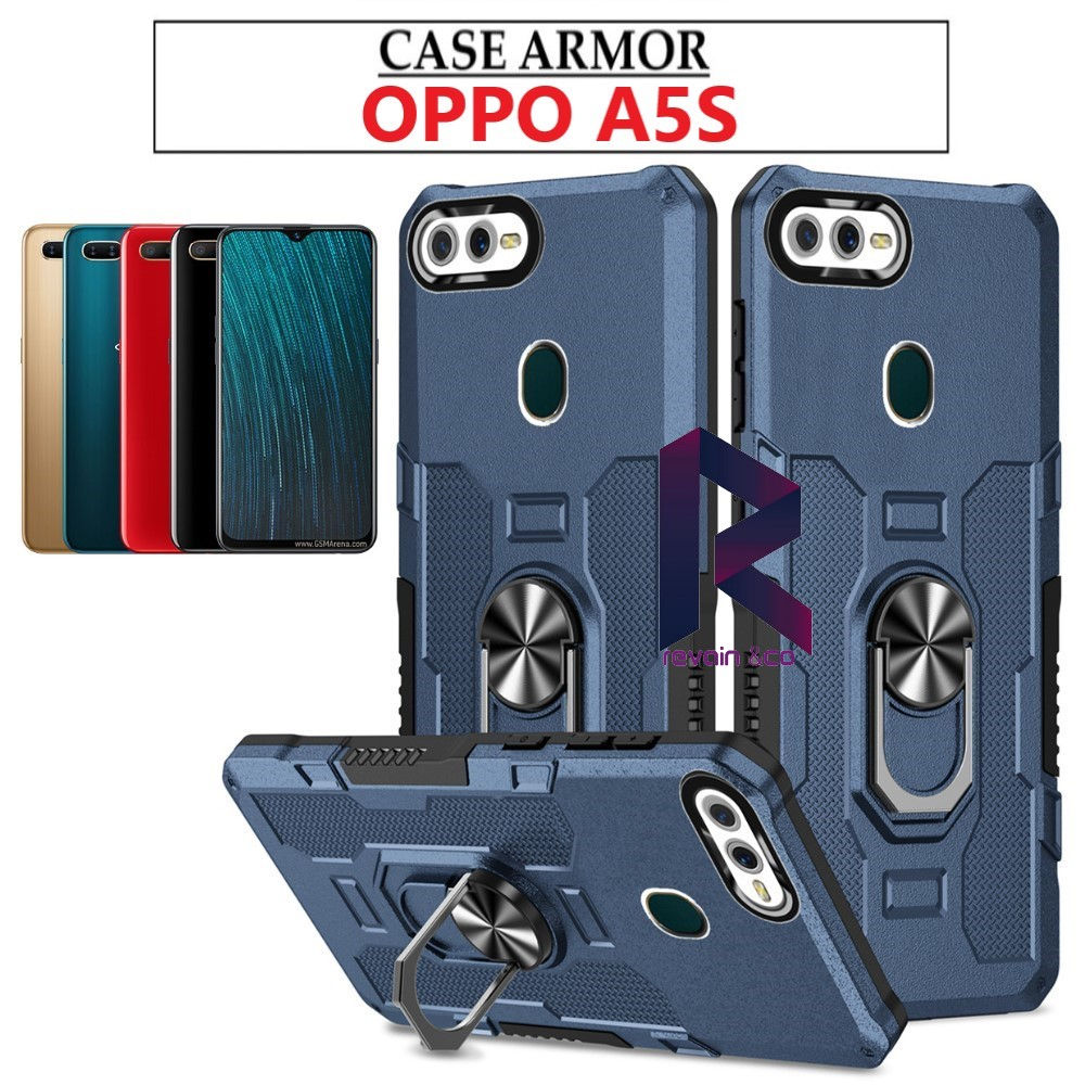 Case Armor OPPO A5S Iring Cincin Magnetic Kesing Hp Protect kamera Premium Hard Case Standing Robot Pelindung Kamera