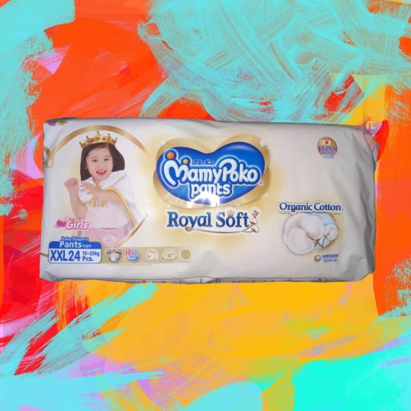 MamyPoko Pants Royal Soft Organic Cotton Pampers Bag Size XXL isi 24 pcs.