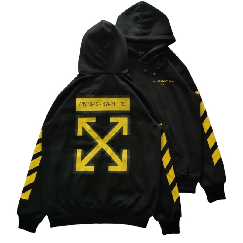 SWEATER HOODIE OFFWHITE YELLOW PREMIUM COTTON TEBAL