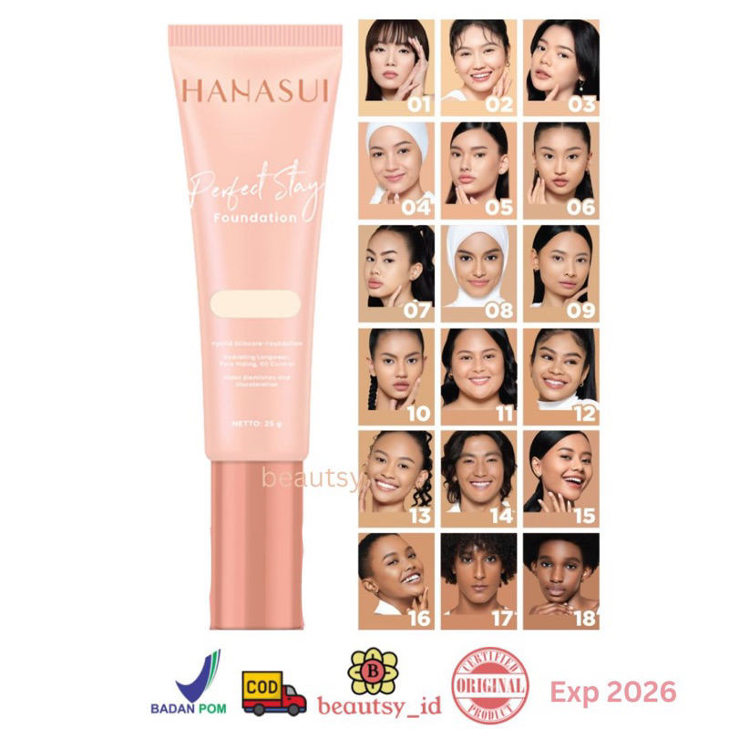 Hanasui Perfect Stay Foundation 25g Original BPOM COD 25gr