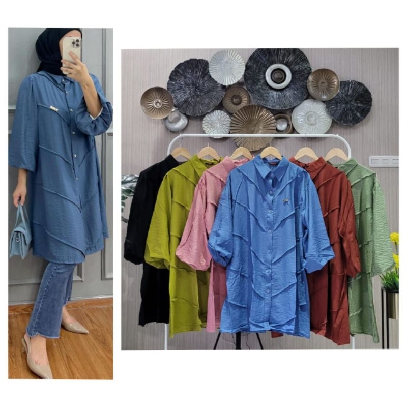 tunik jelita terbaru polo linen by jevani