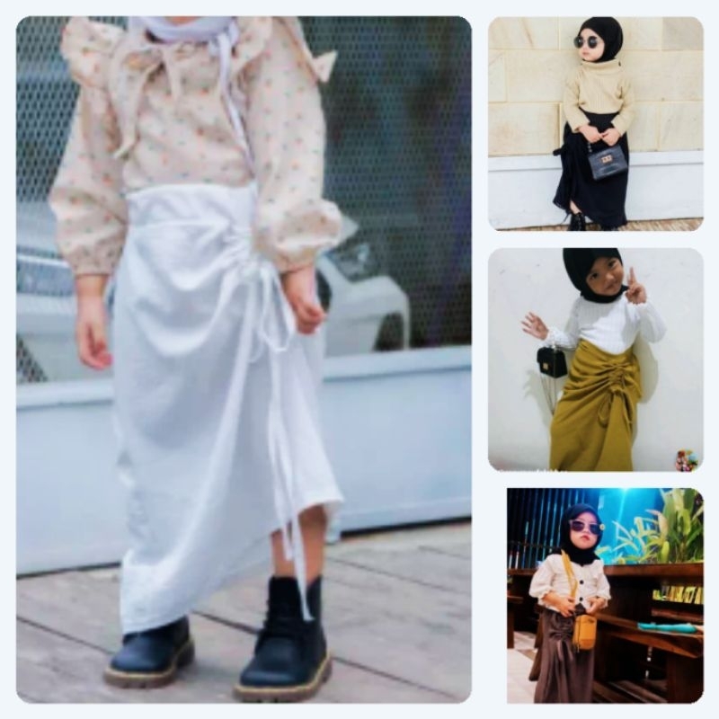 rok panjang serut anak perempuan 3-6 tahun