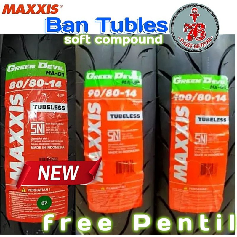 BAN TUBLES MATIC MAXXIS GREEN DEVIL Series  RING 14 (80/80.14)(90/80.14)(100/80.14)FREE PENTIL