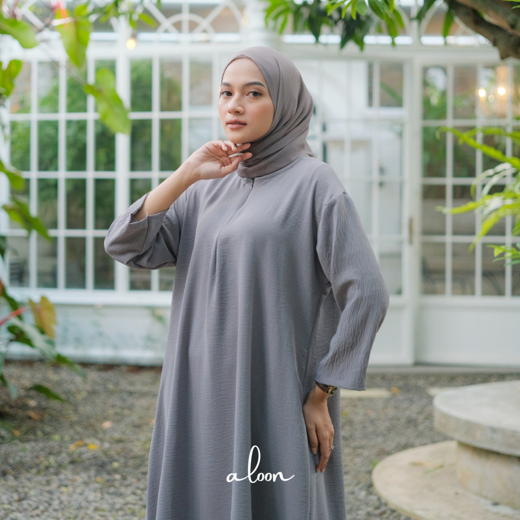 Zerra Midi Dress Bahan Crinkle Airflow Busui Friendly – Kaftan Tunik Terbaru