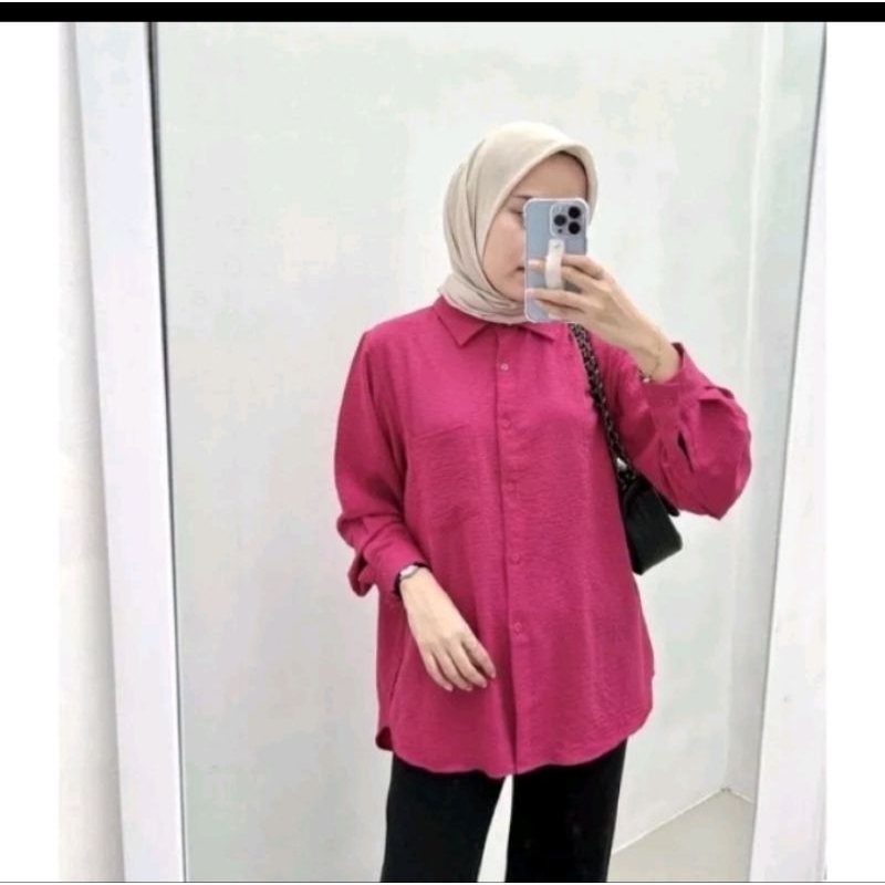 VIVIAN OVER SIZE LD 110CM / CRINKLE KEMEJA POLOS CRINKE PREMIUM / BLOUSE ATASAN JUMBO