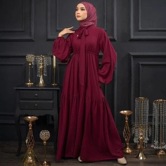 Dress Wanita Kondangan Elegan Mewah Durpadi Maxy Bahan Armany Babydoll Fullpuring SIZE L,,XL,XXL Gamis Polos Simpel gamis terbaru 2023 lebaran wanita import remaja kekinian korean style