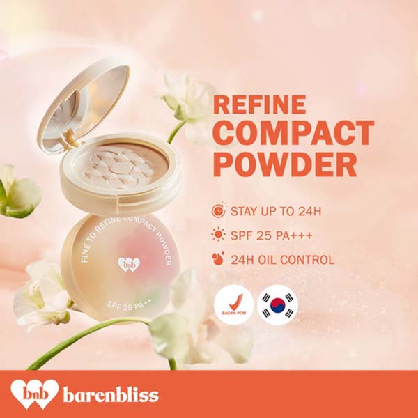 BNB barenbliss Korean Bloomatte Fine to Refine Compact Powder「24H oil control」Bedak Padat | Cerianti