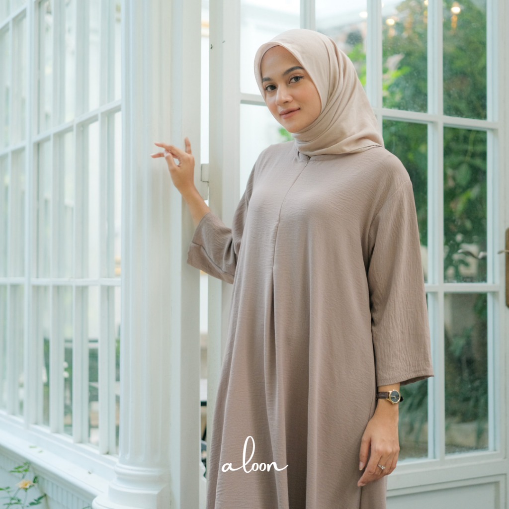 Zerra Midi Dress Crincle Airflow Busui Friendly – Tunik Wanita Kaftan Crinkle