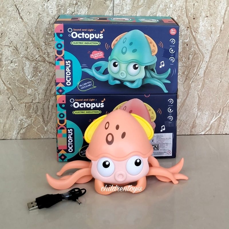 Mainan gurita baterai cas / Mainan octopus elektrik / Mainan gurita