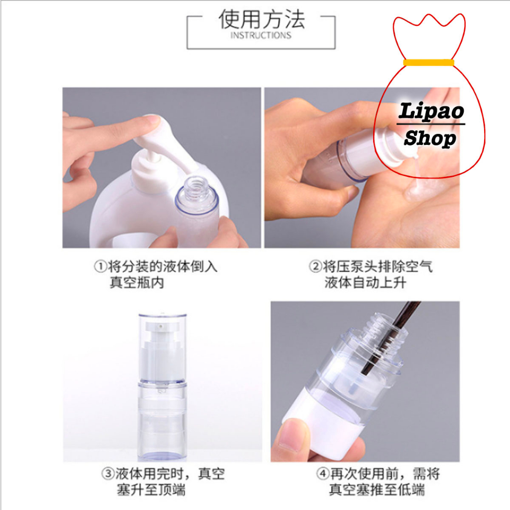 Botol Vacuum Portable Airless Pump / Spray Parfum Lotion Serum Toner Refill  Bahan Import Tebal Anti Bocor