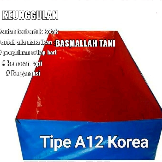 Terpal kolam ikan Korea A12 dan A15 ukuran 400x250x75