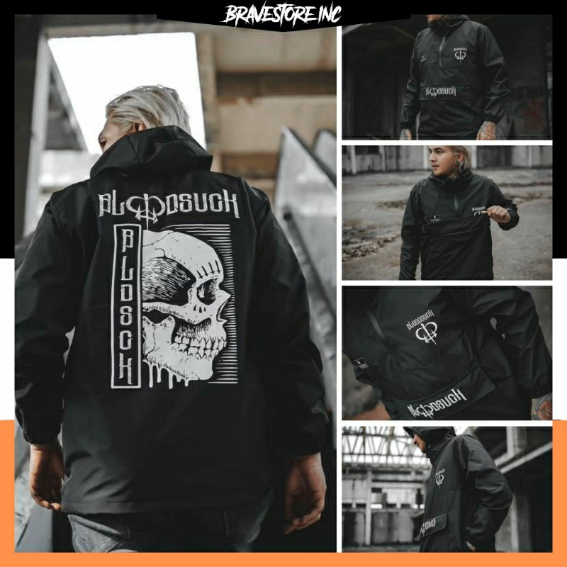 CAGOULE PRIA Jaket Waterproof BLOODSUCK Taslan Premium Anti Air Allsize Fit XL Cowok Cewek Jacket Wa
