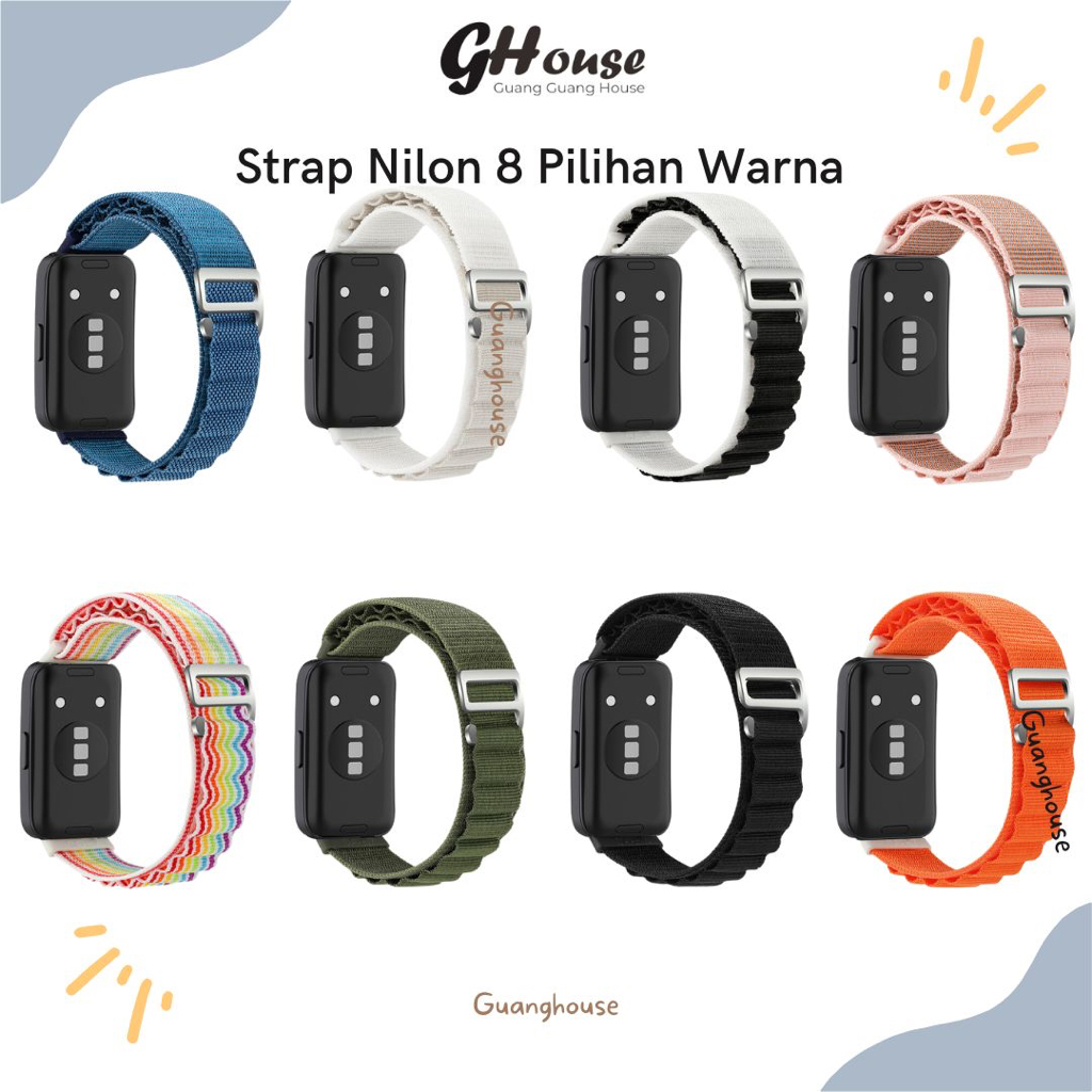 Strap Huawei Band 8 Nilon Loop Pengait Tali Pengganti Huawei Band 8 Nilon Alpine Bahan Pengait Stainless