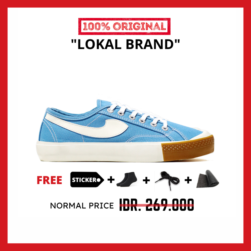 ORIGINAL - Sepatu Brand Lokal Kasual Pria Wanita No Brand Blue Sky Low Not Sneakers Compass Gazelle Blue Sky