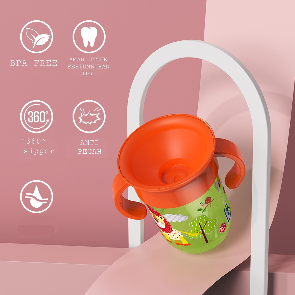 Sippy Cup 360 derajat Botol Susu 360  dengan Gagang BPA FREE