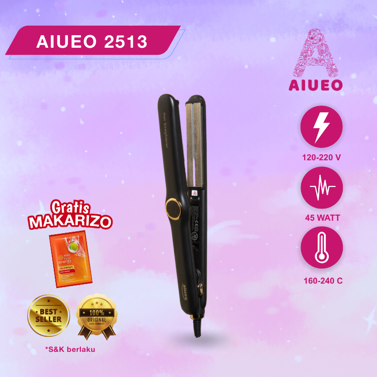 [GARANSI 18 BLN] •  Catokan Curly and Hair Straightener AIUEO 2513 Plat Keramik Turmalin | Catok Meluruskan Rambut dan Keriting 3in1 Infrared