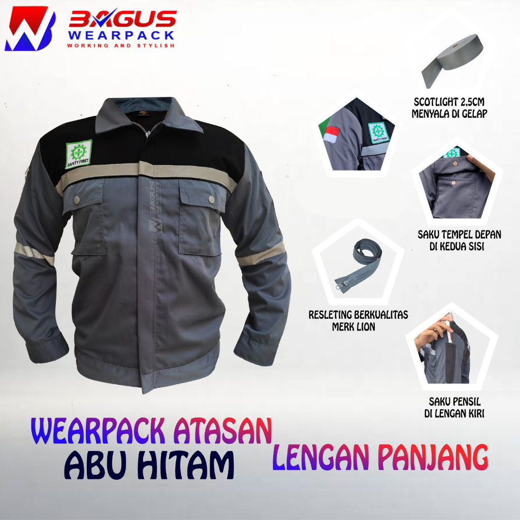 WEARPACK SAFETY / KEMEJA SAFETY / BAJU SAFETY LENGAN PANJANG / BAJU PROYEK KEREN / BAJU KERJA PRIA PROYEK / BAJU KERJA PIRA LAPANGAN / BAJU MEKANIK / BAJU WEARPACK / WERFAK PRIA KERJA / BAJU WEARPACK KERJA PROYEK / WEARPACK PROYEK / ABU BIRU LANGIT