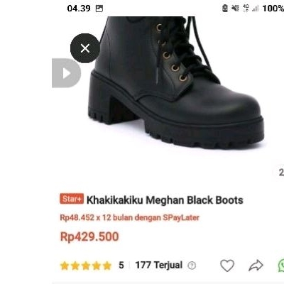 Khakikakiku Sepatu Boots Wanita Meghan Black [ PRELOVED ]
