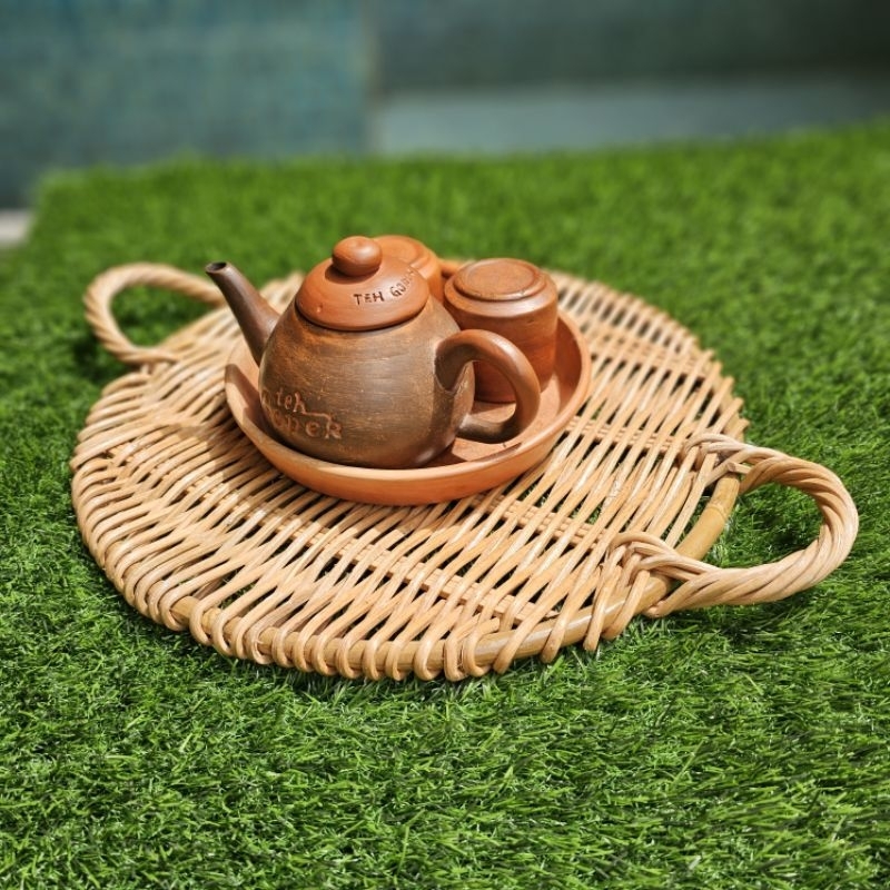 nampan baki rotan pitrit tipis bulat