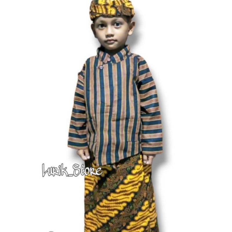 Setelan Baju Lurik Anak laki laki umur 2th - 12th full set / Baju tedak sinten anak / Surjan lurik a