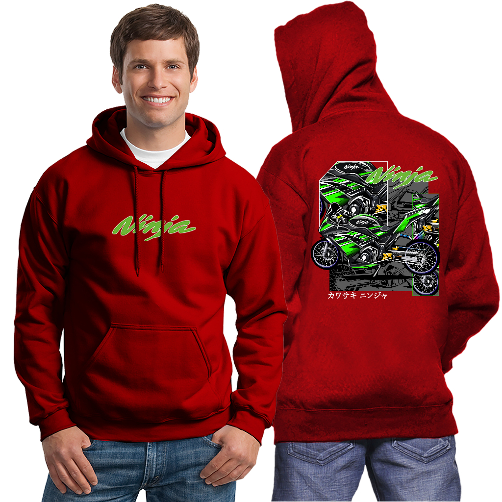 JAKET MOTOR KAWASAKI NINJA 4 TAK SWEATER HOODIE COTTON FLEECE TEBAL