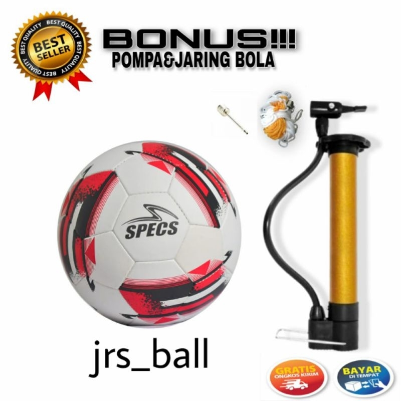 BOLA SEPAK SPECS SIZE 5| BOLA SEPAK GARTIS POMPA, PENTIL DAN JARING