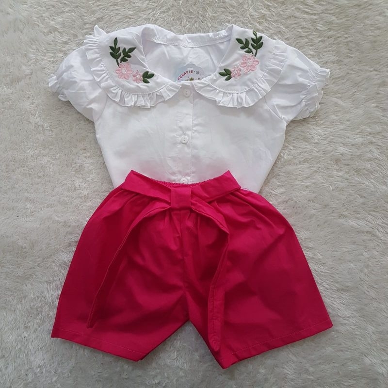 Baju bayi kemeja bordir set