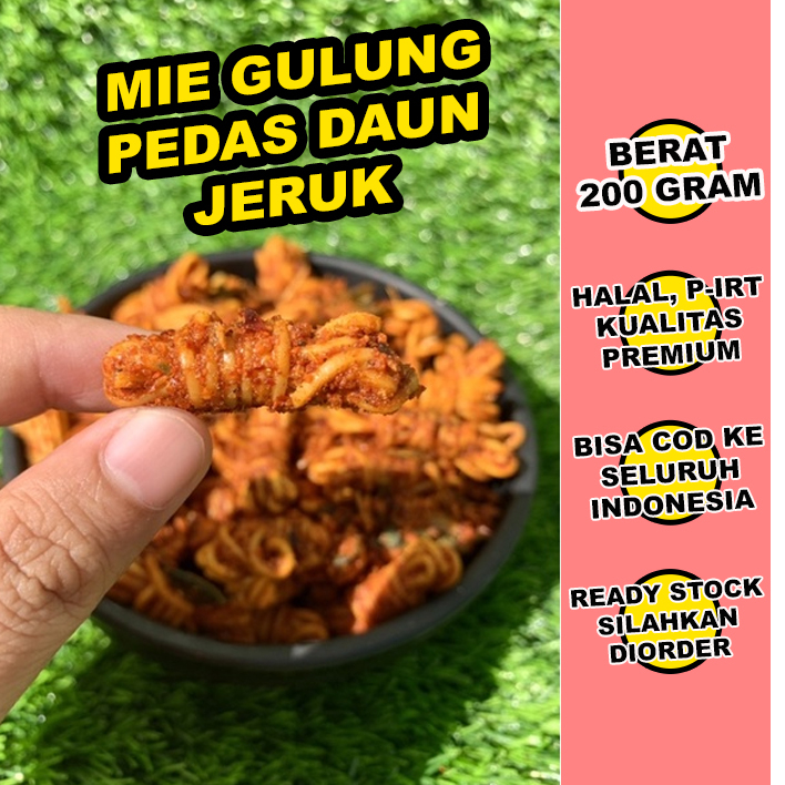 

Mie Gulung Viral Pedas Daun Jeruk 200 Gram - Cemilan Pedas