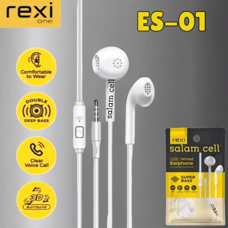 Headset Rexi ES01 Super Bass 3D Stereo Sound Original Garansi Resmi