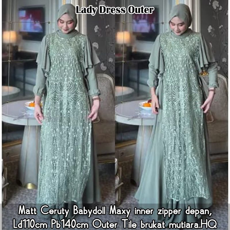 NEW QUEENA DRESS INNER DRESS + OUTER / Gamis Kondangan BAJU DEWASA MURAH TERBARU 2023 Busui Friendly