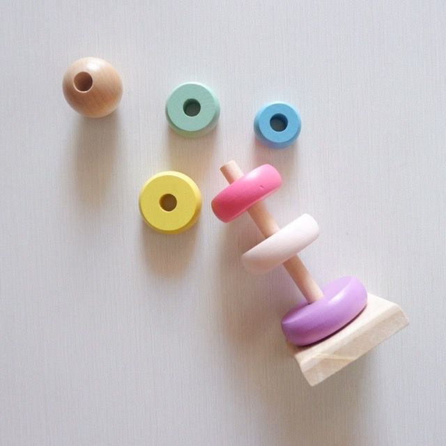 Stacking Tower / Mainan Kayu Anak / Wooden Stacking Tower / Balok Anak Bayi / Mainan Edukatif